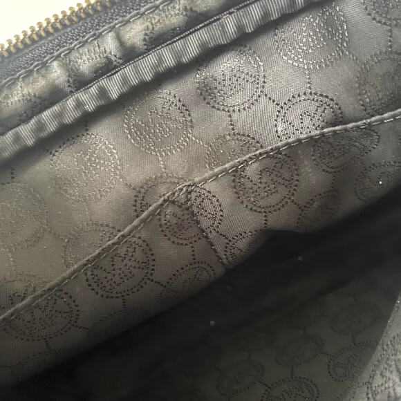 Michael Kors Black Leather Crossbody Bag Gold Chain Handbag Purse - Picture 11 of 12